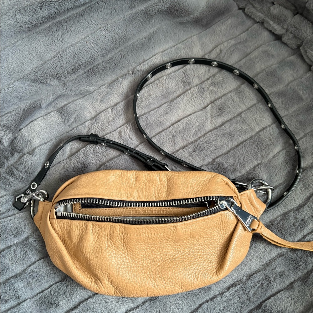 Aimee Kestenberg Tan Leather Crossbody with Black Strap